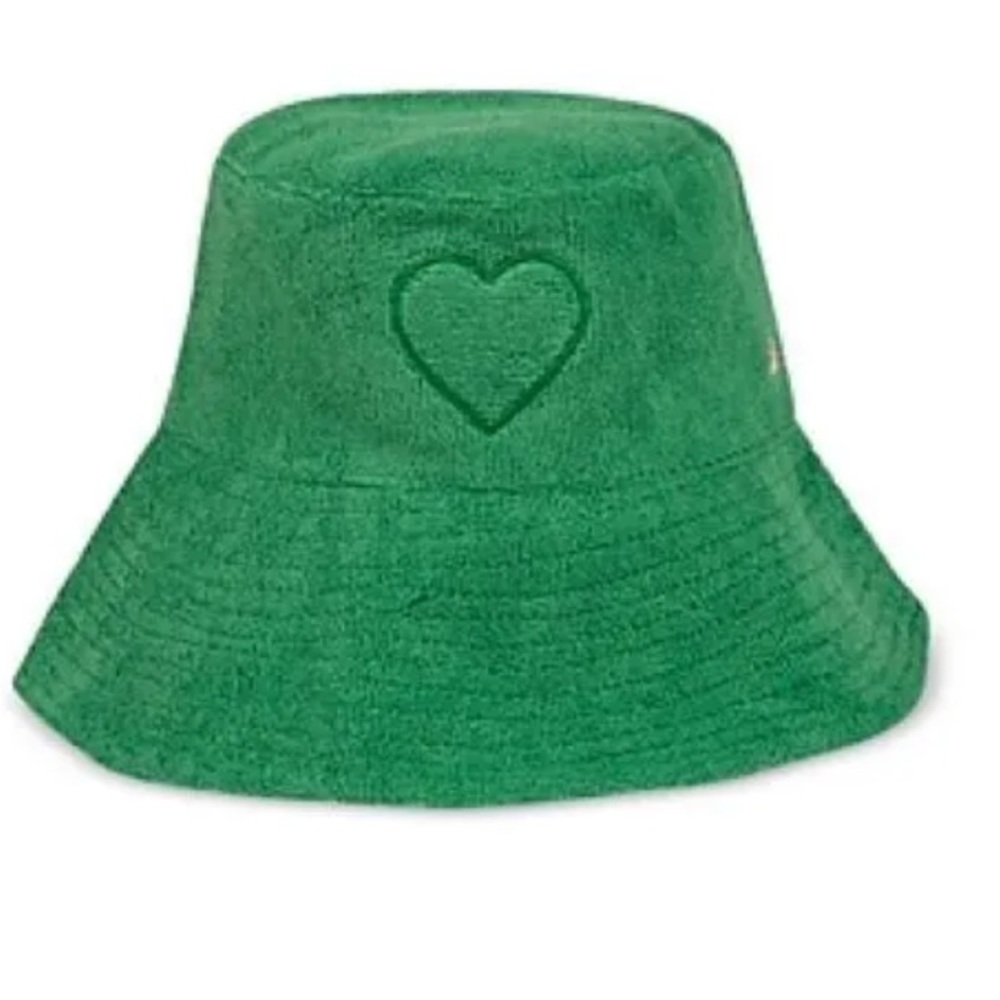 Jocelyn Green Bucket Hat with Heart Design
